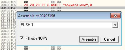 Injecting PUSH instruction Target